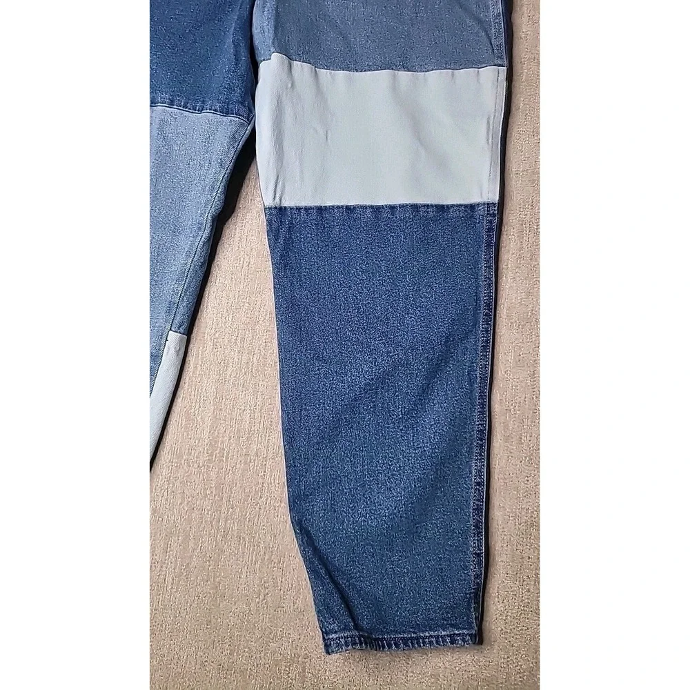 Hollister  Patchwork Jeans Ultra High Rise Ankle Mom Jeans 15 R Multi Blue - Picture 5 of 11